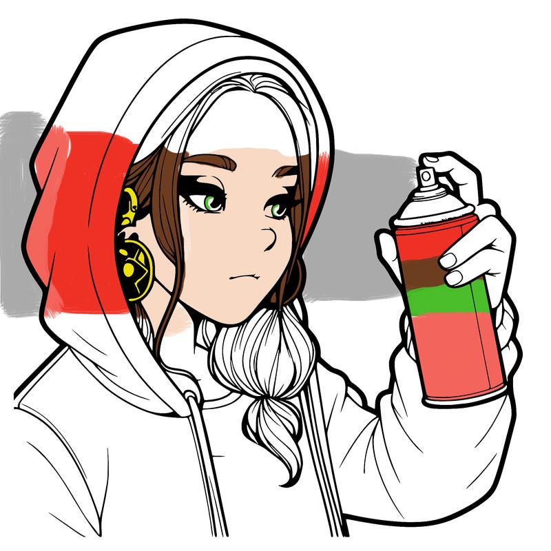 a realistic girl, spray painting