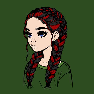 realistic girl with braids