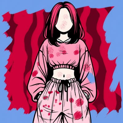 realistic girl faceless with baggy pants and a crop top