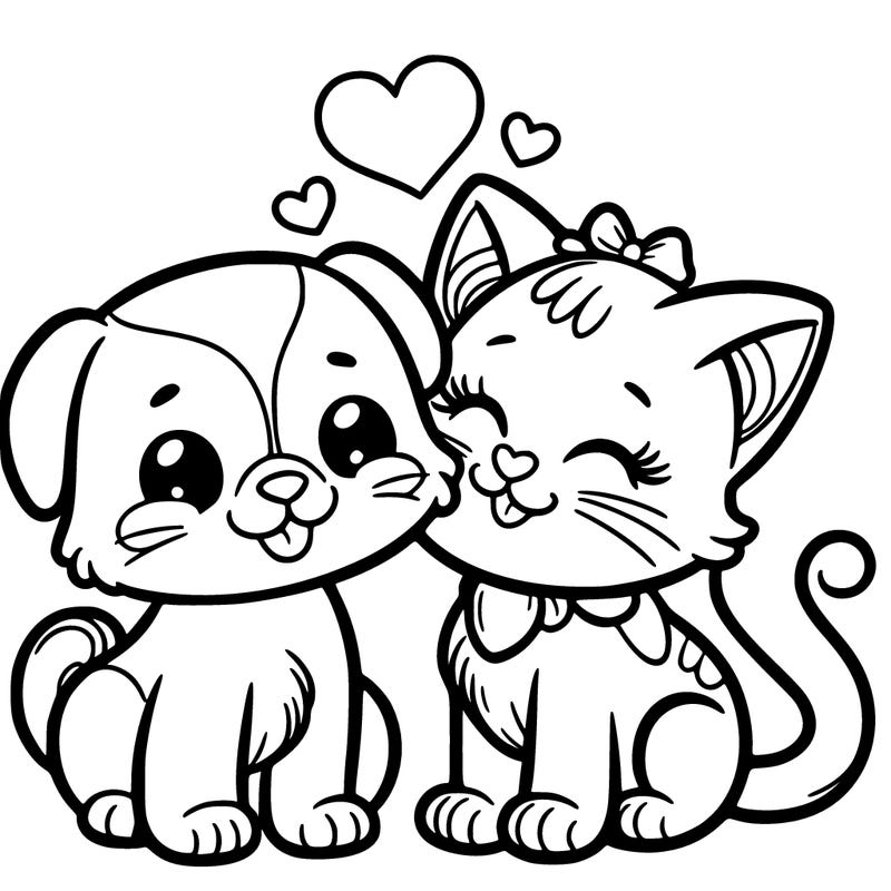 cat with a dog and in love