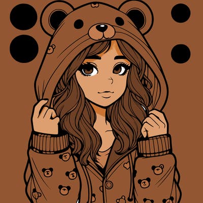 realistic girl in a animal pjs hoodie