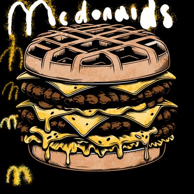 realistic waffle burger