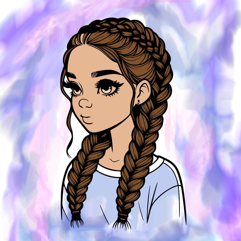 realistic girl with braids