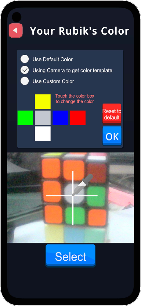 Easy 3x3 cube Solver - Camera interface for scanning colors on a rubik cube