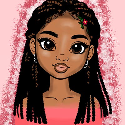 a realistic black girl with braids