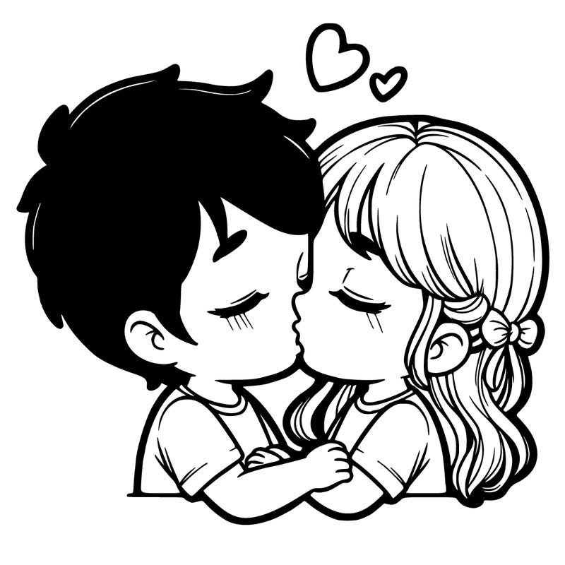 boy and girl kiss