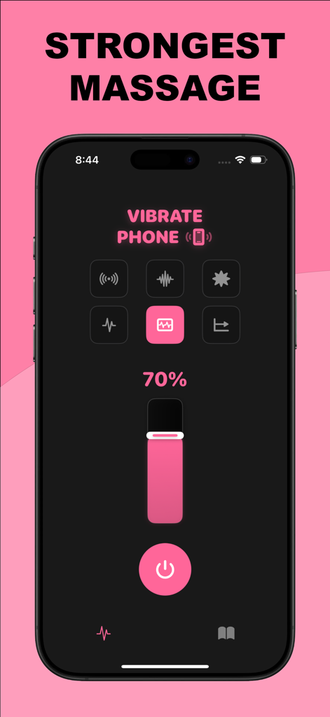 Vibrate Phone • Spicy - Vibrate Phone Spicy app interface with vibration presets and intensity slider