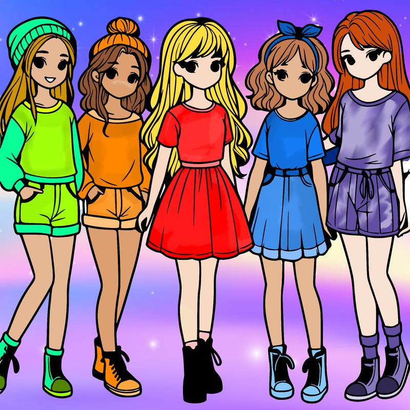 a group of five girls