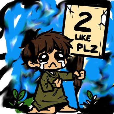 small poor toddler crying with sign that says 2 like plz