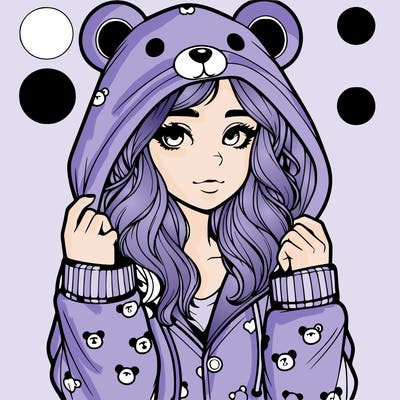 realistic girl in a animal pjs hoodie