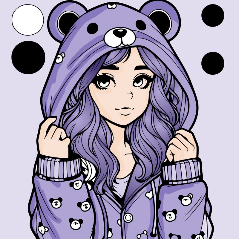 realistic girl in a animal pjs hoodie