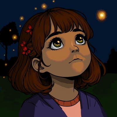 realistic girl looking up