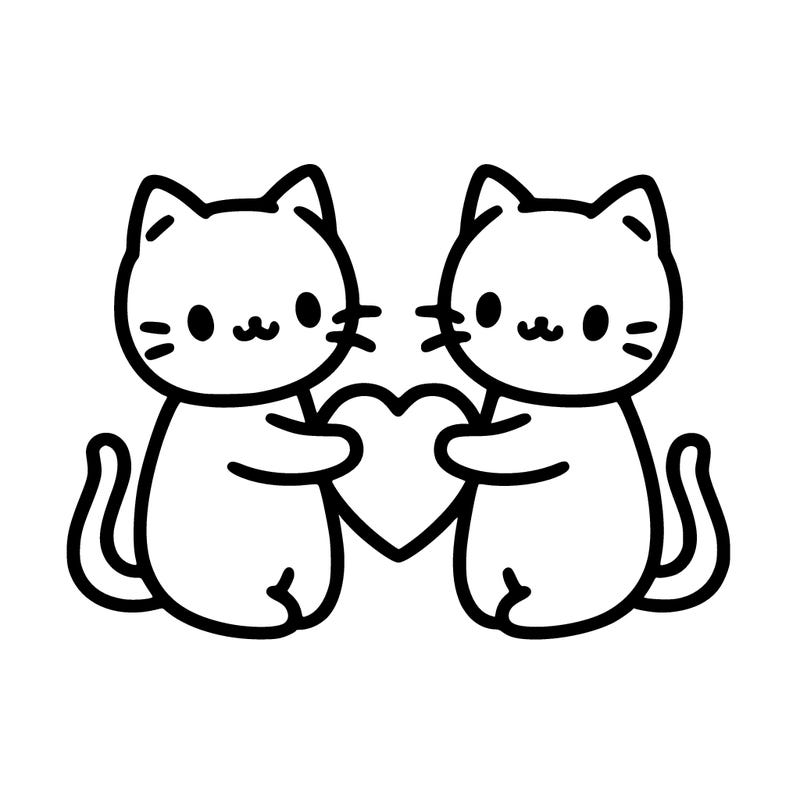 two cats making a love heart