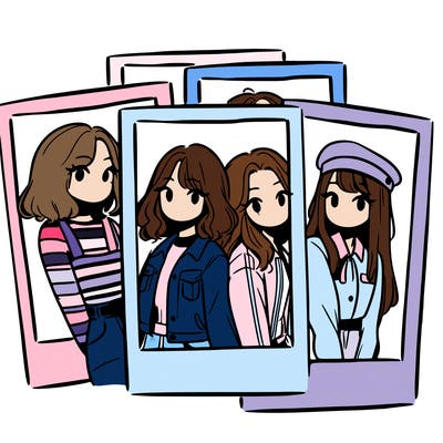 polaroid photo of 4 girls