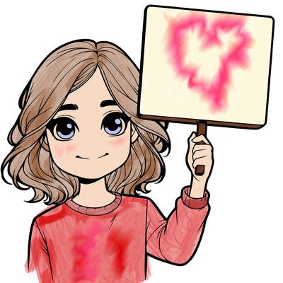 realistic girl holding up a sign