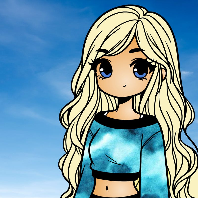 girl with long hair and a crop top with a sweater