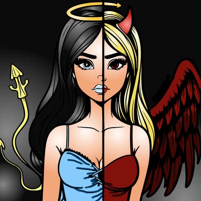 devil vs angel realistic girl
