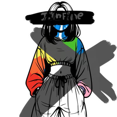 realistic girl faceless with baggy pants and a crop top