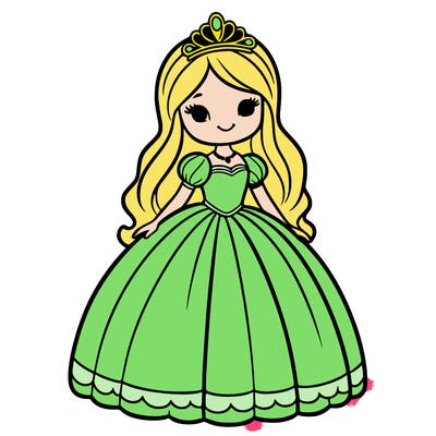 one princess with big long dress