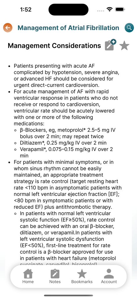 iGeriatrics - Clinical guidelines for atrial fibrillation management in the iGeriatrics app.