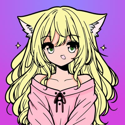 cute anime girl with cat ears