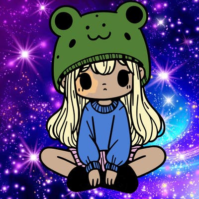 a girl wearing a frog hat and some frog socks