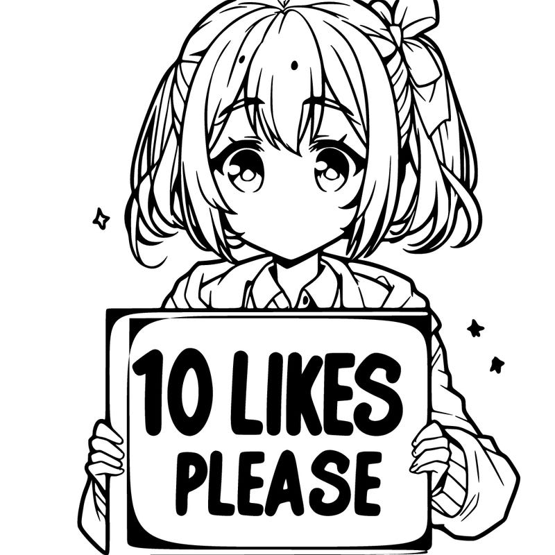 anime girl holding 10 likes pls sign