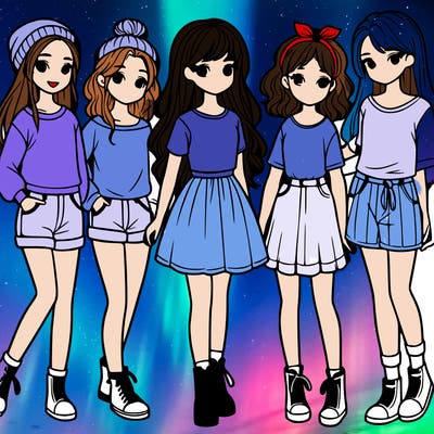 a group of five girls