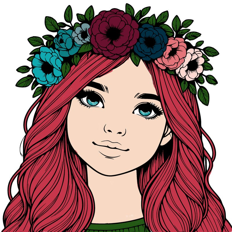 realistic girl with flower crown