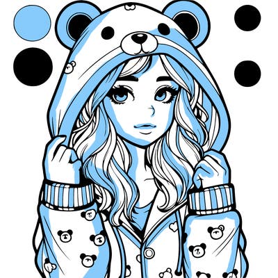 realistic girl in a animal pjs hoodie