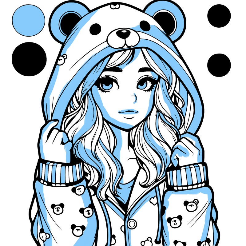 realistic girl in a animal pjs hoodie