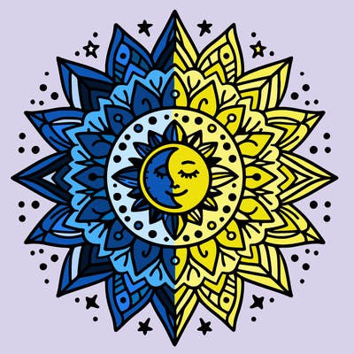 mandala star sun moon