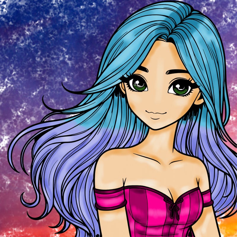 realistic girl with long hair