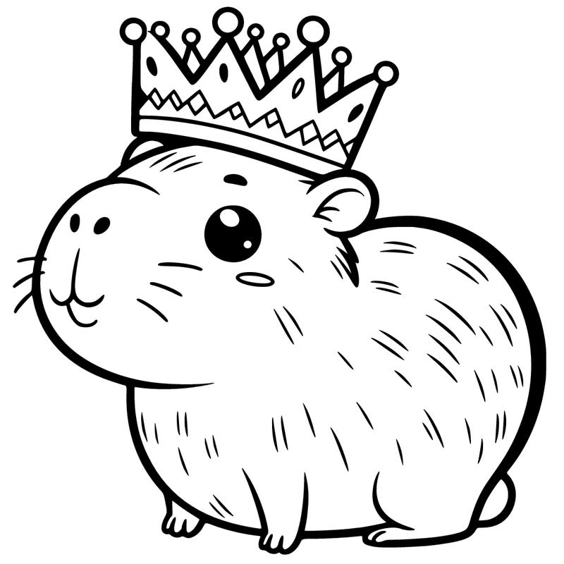 capybara cute crown cartoon
