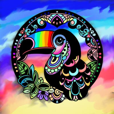 mandala azure sky toucan