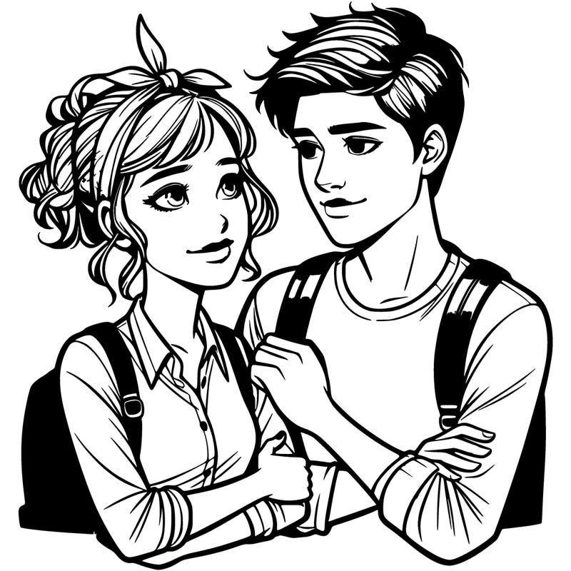 realistic teenage boy and girl in love
