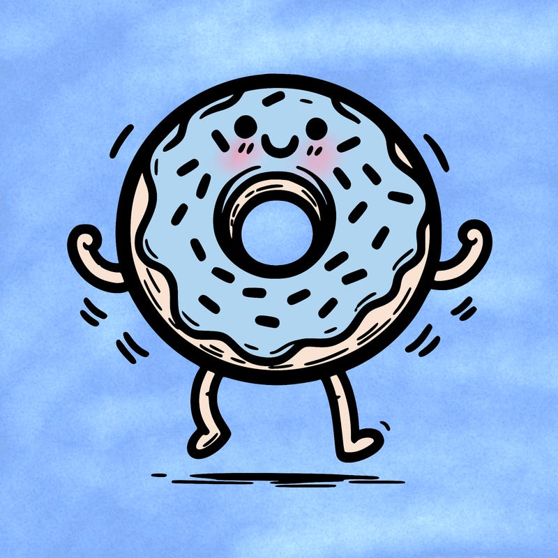 donut with stick legs and stick arms
