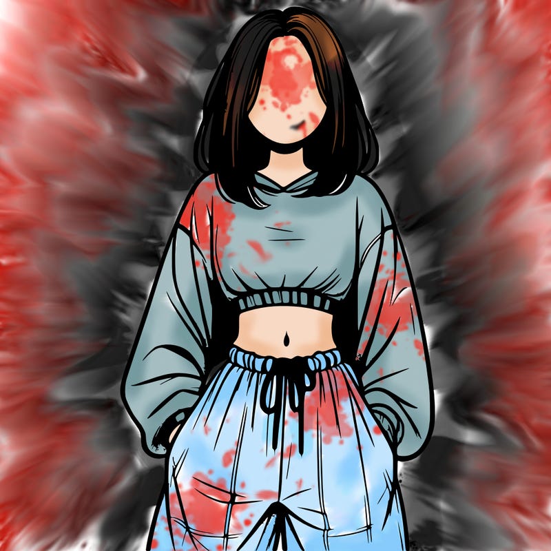 realistic girl faceless with baggy pants and a crop top