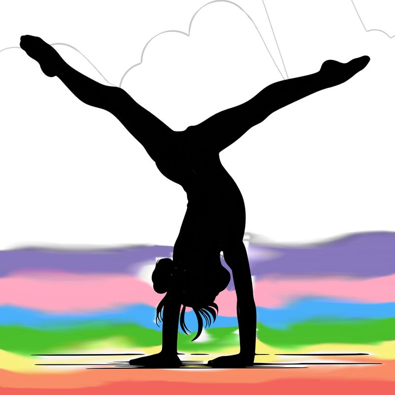realistic gymnastic hand stand girl in four splits
