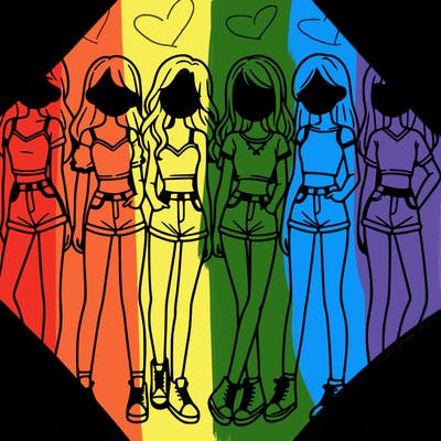 a group of girls wearing crop tops and shorts