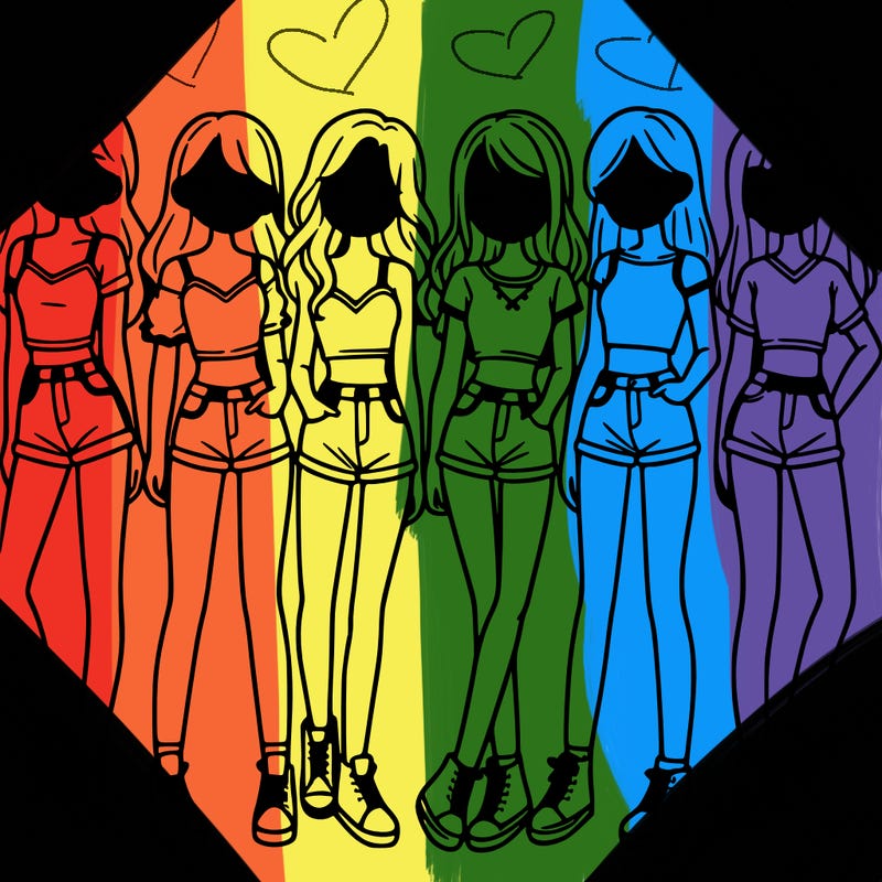 a group of girls wearing crop tops and shorts