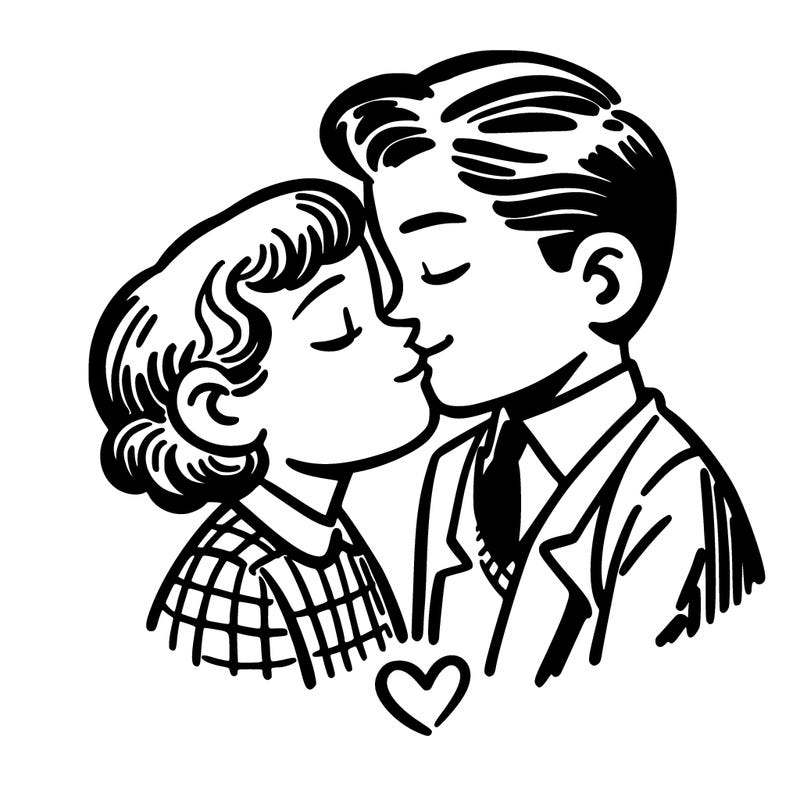 girl and boy kissing