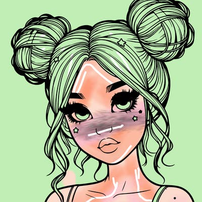 realistic girl with space buns