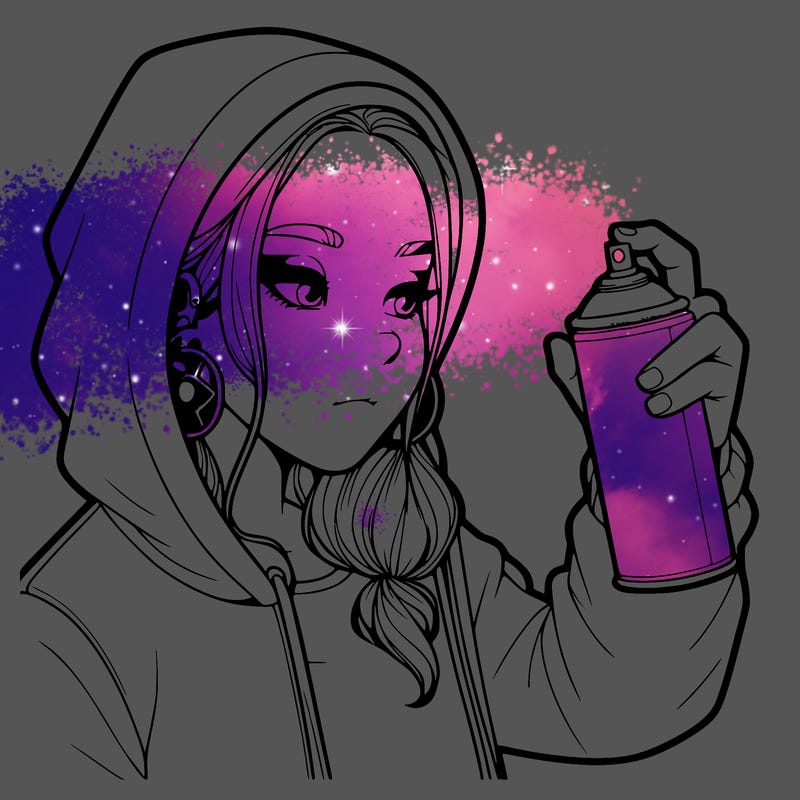 a realistic girl, spray painting