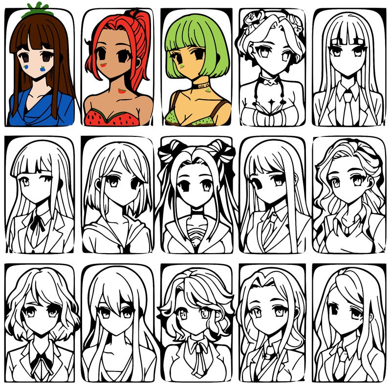 girls that look diffrent anime