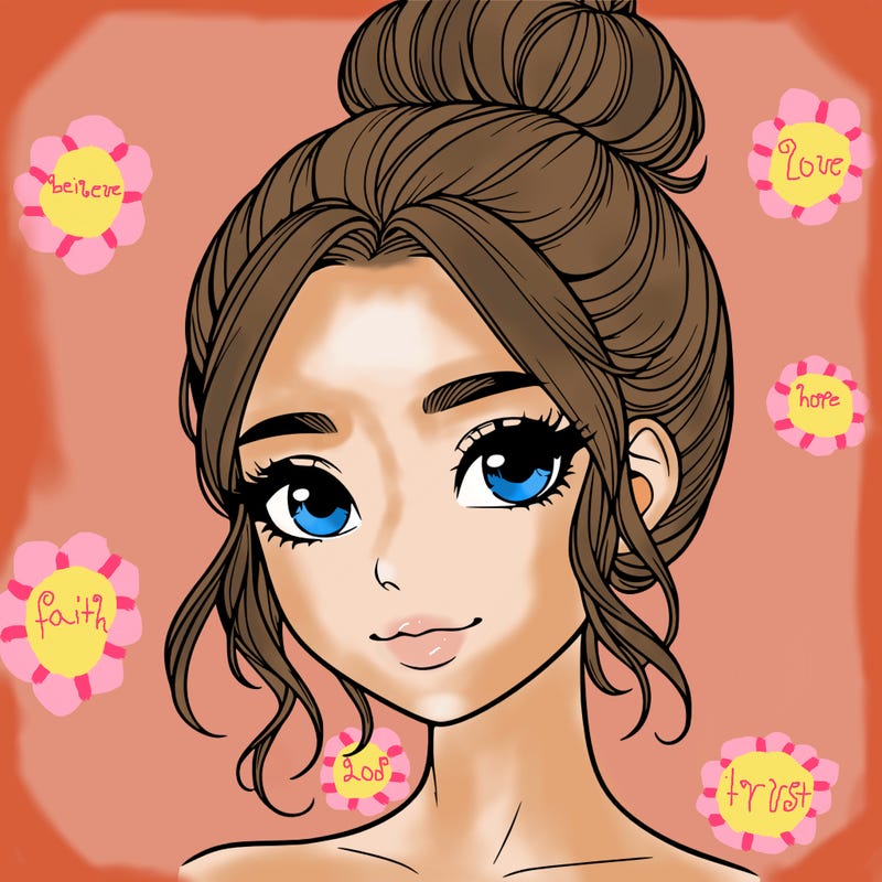 realistic pretty girl with hair in bun
