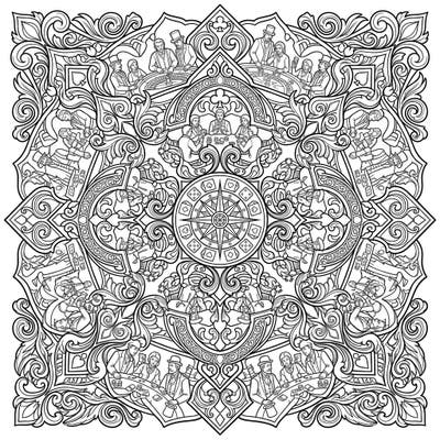 Dive into a world of chance and intricate beauty with this unique Gambler Mandala coloring page. This sophisticated design blends the thrill of classic card games with the meditative art of mandalas, offering hours of detailed coloring fun.