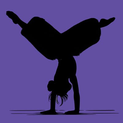 realistic gymnastic hand stand girl in four splits