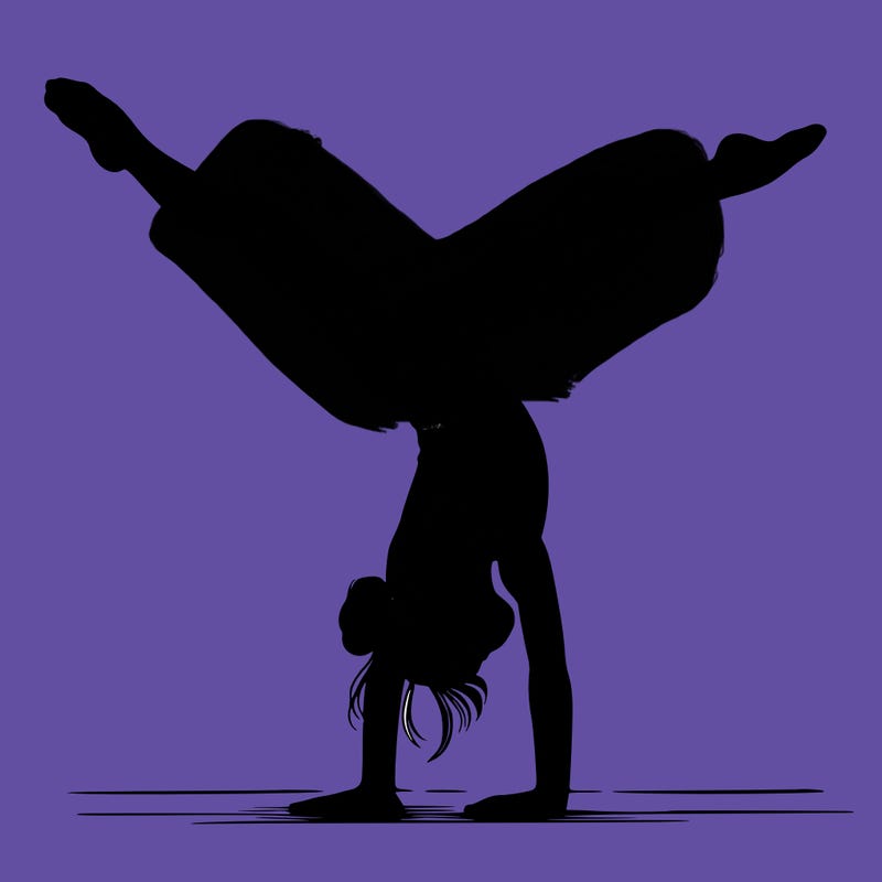 realistic gymnastic hand stand girl in four splits