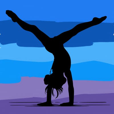 realistic gymnastic hand stand girl in four splits